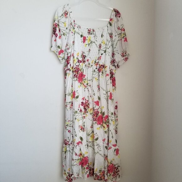 Women's Floral Fairy Boho Cottagecore Peasant Tiered Midi Dress Plus Curvy Sz16 - Picture 8 of 16